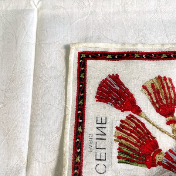 Celine Paris Cotton Scarf – Heraldic Tassel Design – NWT - Picture 9 of 10